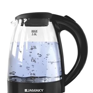 غلاية مياه كهربائية جماكي، 1800 وات، 1.8 لتر، زجاج شفاف، أسود، JMK 9506