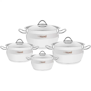 طقم حلل ستاتلس ستيل - 8 قطع - نوفال