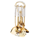 طقم توزيع استانلس ستيل ع حامل مدهب - 7 قطع