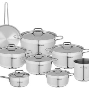 طقم حلل ستانلس ستيل - الفا جراند - 14 قطعة - فضي - كوركماز