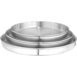 طقم صينية بسبوسة الومنيوم النهضة، 3 قطع - فضي