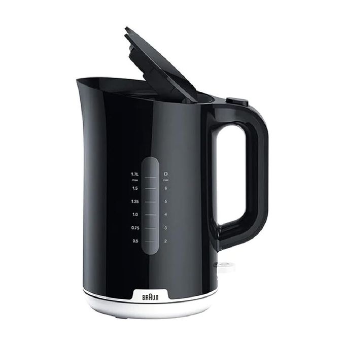 غلاية WK1100BK بريكفاست 1 من براون، قاعدة دوارة 360 درجة قابلة للإزالة، فلتر الكلس، سعة 1.7 لتر