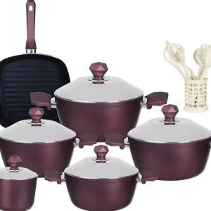 طقم حلل تيتانيوم - 18 قطعة - توباكو