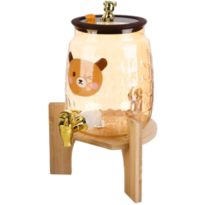 دسبنسر زجاج بحنفية، بالاضافة الى قاعدة خشب - 3.2 لتر