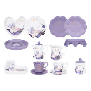 طقم شاى وجاتوه بورسلين الاندلس، 27 قطعة - ابيض موف