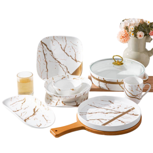 طقم عشاء فاخر - 35 قطعة - بورسلين