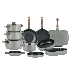 طقم حلل تيتانيوم 16 قطعة - حلة 28سم غطا بايركس جيجليا