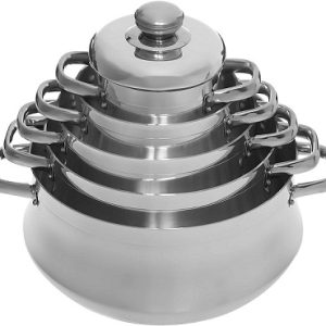 طقم اواني الومنيوم - 8 قطع - فضي - الشريف