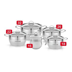 طقم حلل استانلس موديل لوسو - 10 قطع - نوفال