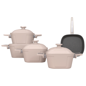 طقم حلل تيتانيوم - 9 قطع مربع حلة 28سم جيجليا