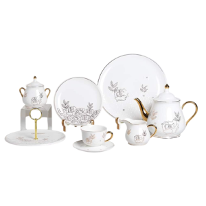 طقم الشاي الفاخر 𝑬𝒍𝒆𝒈𝒂𝒏𝒕 - ومكون من 25 قطعة بلون mix