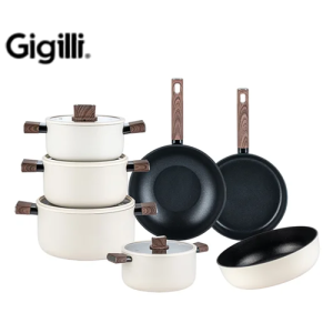 طقم حلل تيتانيوم - 11قطعة - حلة 28سم غطا بايركس جيجلي SO