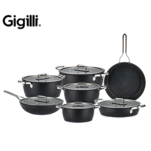 طقم حلل تيتانيوم - 13قطعة  - حلة 28سم غطا بيركس جيجلي