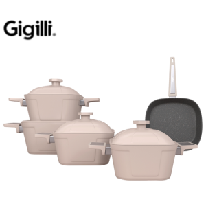 طقم حلل تيتانيوم - 9 قطع مربع حلة 28سم- جيجليى