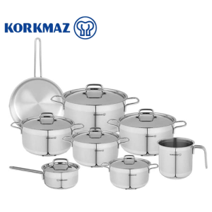 طقم حلل ستانلس ستيل - الفا جراند - 14 قطعة - فضي - كوركماز