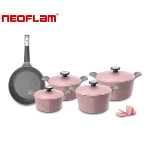 طقم حلل جرانيت مضلع 9 قطعة روز – نيوفلام