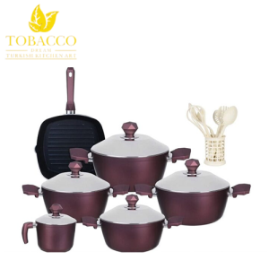 طقم حلل تيتانيوم - 18 قطعة - توباكو