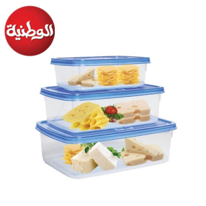 طقم ثلاجة اوميجا - 3 قطع - شفاف - 600 مل/1.25 لتر/2 لتر من الوطنية