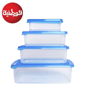 طقم علب ثلاجة اوميجا 4 شفاف*غطاء - الوطنية