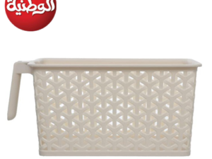 منظم راتان صغير بمقبض من الوطنية - لون بيج
