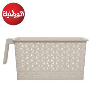منظم راتان صغير بمقبض من الوطنية - لون بيج