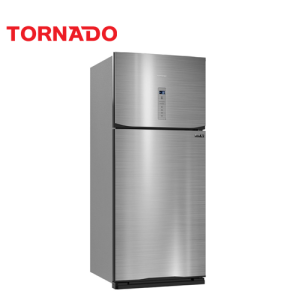 ثلاجة رقمية من الستانلس ستيل بخاصية إذابة الثلج (نو فروست) وسعة 450 لتر تورنيدو - موديل RF-580AT-ST، رمادي