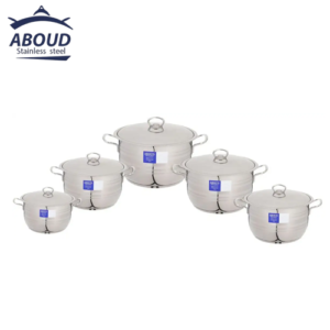 طقم حلل ستانلس ستيل مخطط - 10 قطع - حلة 28 - عبود