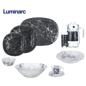 طقم عشاء اركوبيركس لومينارك - 46 قطعة - ابيض اسود