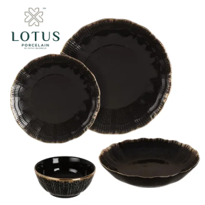 طقم عشاء بورسلين - 24 قطعة - لوتس