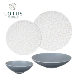 طقم عشاء بورسلين - 24 قطعة - لوتس