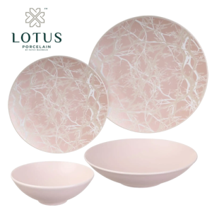 طقم عشاء بورسلين - 24 قطعة - لوتس