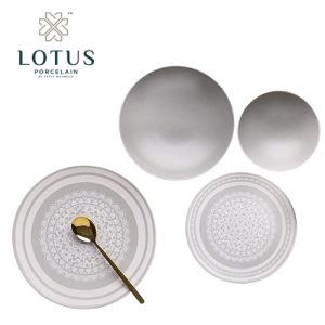 طقم عشاء بورسلين - 24 قطعة - موديل 6008  - لوتس