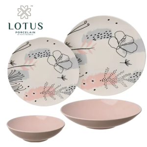 طقم عشاء بورسلين - 24 قطعة -لوتس