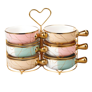 طقم شوربة بورسلين عدد 6 قطع + إستاند – الاندلس