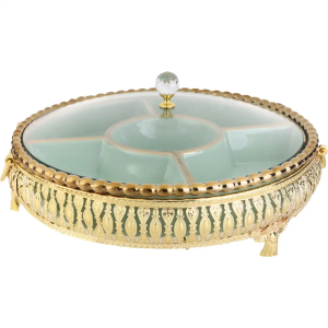 طبق تسالي بورسلين مستدير - 5 عين - الاندلس