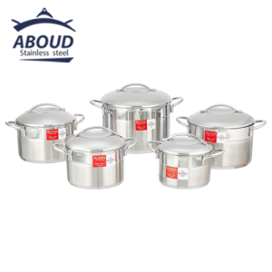 طقم حلل مخطط  ستانلس ستيل - مقاس (18، 20، 22، 24، 28)  - من عبود اولادا