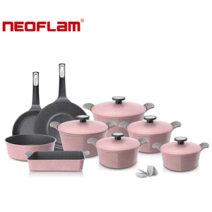 طقم حلل جيرانيت مضلع - 14 قطعة – نيوفلام