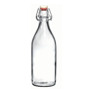 زجاجة مياه زجاجية بغطاء علوي مناسبة للتبريد - سعة 1 لتر