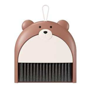 جاروف وفرشاة صغيرة لطيفة بتصميم دب تيدي دب - أداة تنظيف بتصميم كرتوني