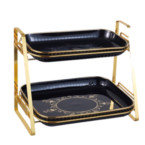 شيالة حلويات بورسلين – 2 دور – مع حامل ستيل – الأندلس