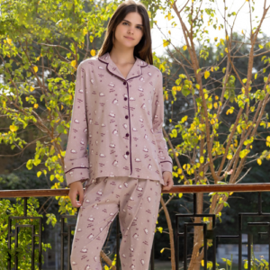 بيجامة بنطلون بكم قطن