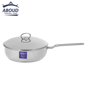 مقلاة طعام - مقاس 24 - أستانلس ستيل - بالغطاء من عبود - سيلفر