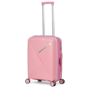 حقيبة سفر لون وردى – مصنوعة من البولي بروبيلين – مقاس 60 سم - قابلة للتوسيع مع عجلات متحركة وهيكل فولاذي