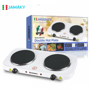 بوتاجاز مسطح كهرباء - 1500 وات - 2 شعلة - ديجيتال - فضي - JMK7014  -جماكي